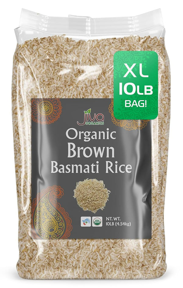 Jiva Organic Brown Basmati Rice 10 Pound Bag - Premium Quality from