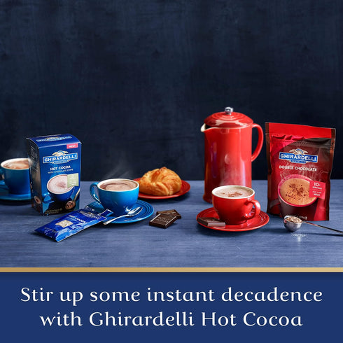 0.85 oz Packets (Pack 25) Ghirardelli Double Chocolate Hot Cocoa Mix, Approximately of with Cocoa Scoop