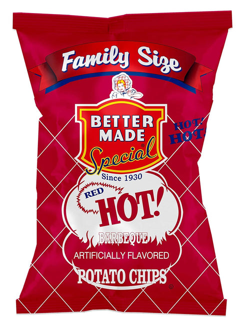 Pack (4) 9.5oz (Pack 4) Better Made Special BBQ & Red HOT BBQ Potato Chips Variety x Family Size Bags of - Crispy