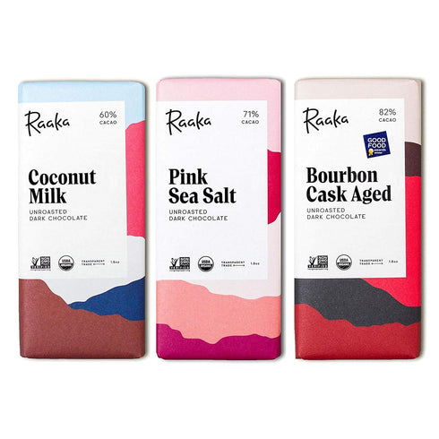 Raaka Chocolate Best Sellers Trio | Gourmet Dark Chocolate Gift | Organic,
