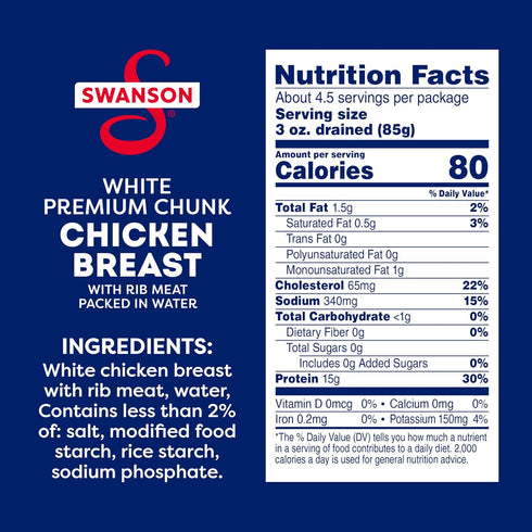 12.5 oz. (Pack 2) Swanson White Premium Chunk Chicken Breast with Rib Meat in Water