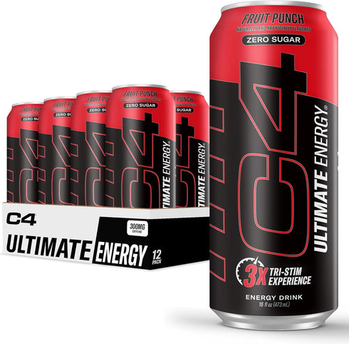C4 Ultimate Zero Sugar Energy Drink, Tri-Stim Experience with 300mg Caffeine +