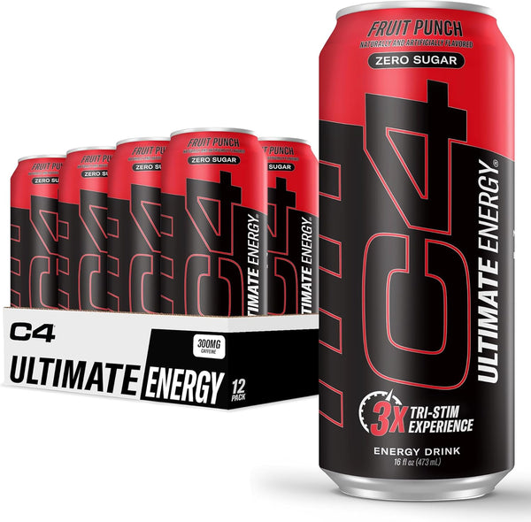C4 Ultimate Zero Sugar Energy Drink, Tri-Stim Experience with 300mg Caffeine +