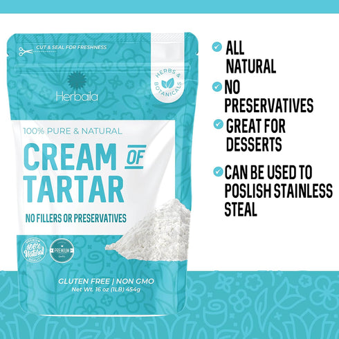 Cream of Tartar for Baking, 1 lb, Gluten Free, Premium All Natural Food-grade Tartar Powder, Made in the USA