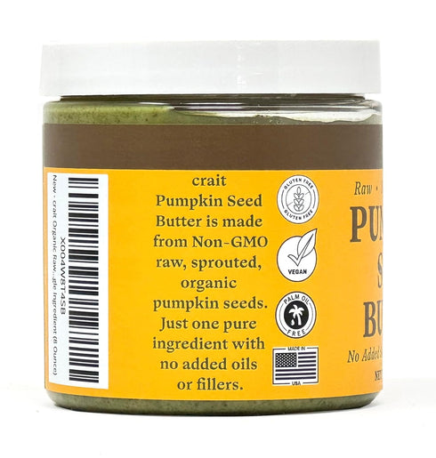 (8 crait Organic Raw Sprouted Pumpkin Seed Butter, Pumpkin Butter Spread, Unsweetened, Unsalted, Single Ingredient