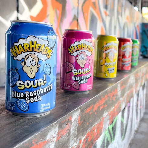 Pack 5, 12oz Pack) WARHEADS SODA - Sour Fruity Soda with Classic Warheads Flavors Perfectly Balanced Sweet and Sour