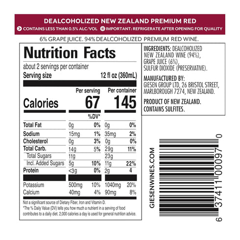 Giesen 0% 750 ML (750ml, 1) Non-Alcoholic Premium Red