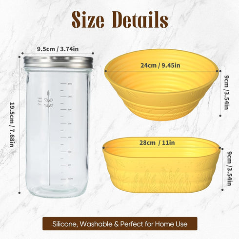 BICRET 2 Sourdough Starter Kit with Jar Complete Sourdough Bread Baking Supplies for Beginners, Includes Silicone