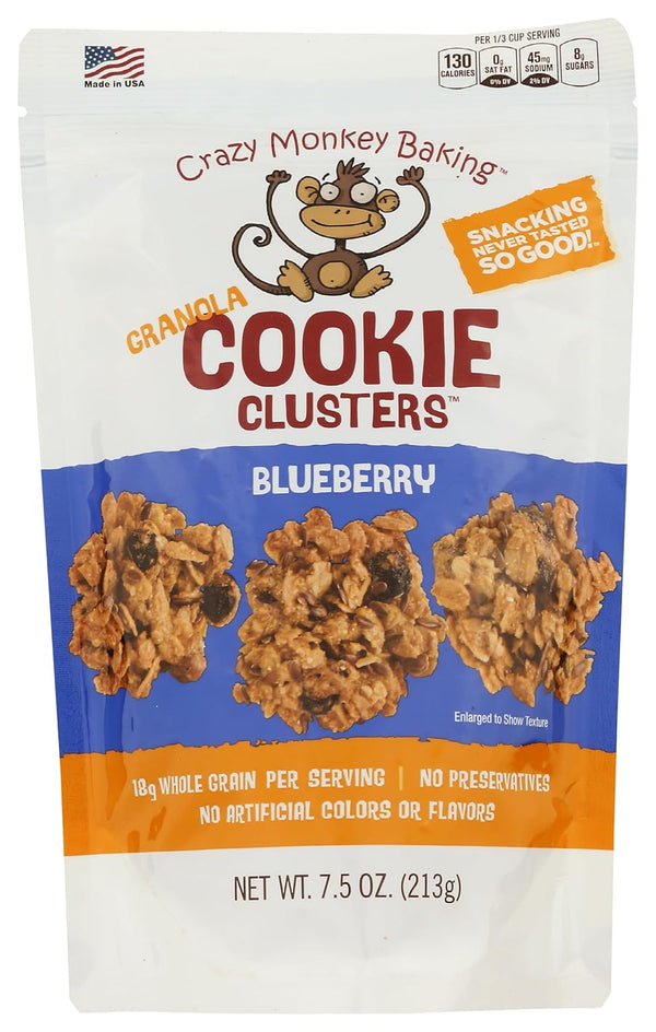 Crazy Monkey Baking Blueberry Granola Cookie Clusters, 7.5 OZ