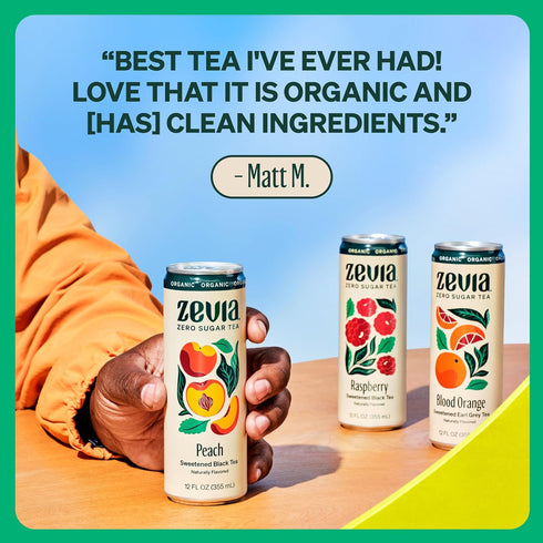 12 oz (12-Pack) Zevia Zero Sugar Tea, Green Tea, Cans Naturally Sweetened, Zero Calorie Sugar Free - Non-GMO Project