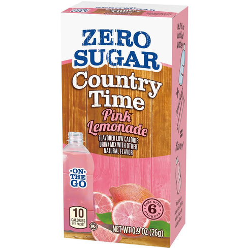 Country 6 Packets, 8 Time Zero Sugar Pink Lemonade Drink Mix, ct On-the-Go per Case