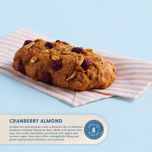 5 Count 7.05-Ounce (Pack 6) Pamela's Products Gluten Free Whenever Bars, Cranberry Almond, Box