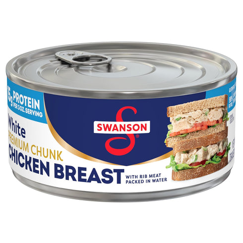 Swanson White Premium Chunk Canned Chicken Breast in Water, Fully Cooked Chicken,