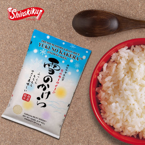 15 lbs (Pack 1) Shirakiku Yuki No Kakera Premium Dried Short Grain Rice | Soft & Fluffy Sweet Sticky Snowflake Sushi