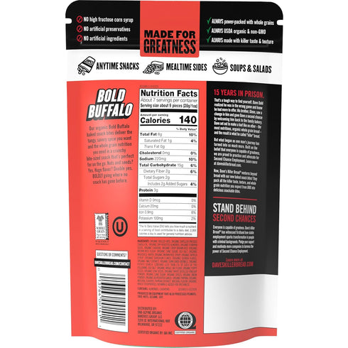 7.2 oz Dave's Killer Bread Bold Buffalo Organic Snack Bites, Buffalo Flavored Organic Snacks