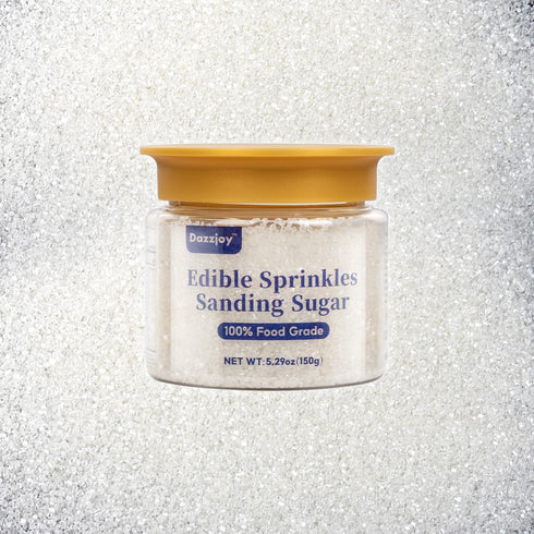 150g Edible White Sanding Sprinkles, White Sugar Rim Crystals Sprinkles for Cocktails Decorating, Cake, Cupcake