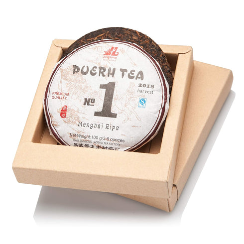 Jinglong Tea Factory Puerh Tea No1, Ripe Pu-erh Tea Mini Cake, 40 Cups, 3.6 Ounce