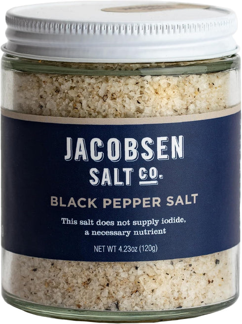 Jacobsen Salt Co. Black Pepper Salt Kosher Sea Salt, Non-Iodized Made in