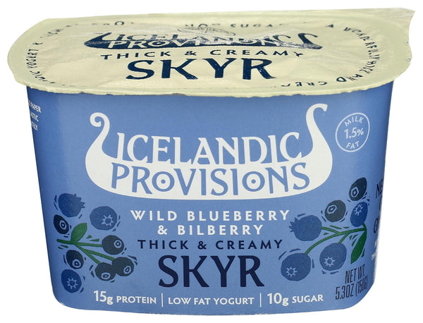 Icelandic Provisions, Wild Blueberry and Bilberry Thick and Creamy SKYR, 5.3 Ounce