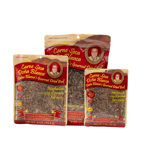 Carne Seca Doña Blanca 2 oz. - Machacado Shredded Beef Jerky - Kosher Sea Salt Low Sodium, Gluten Free