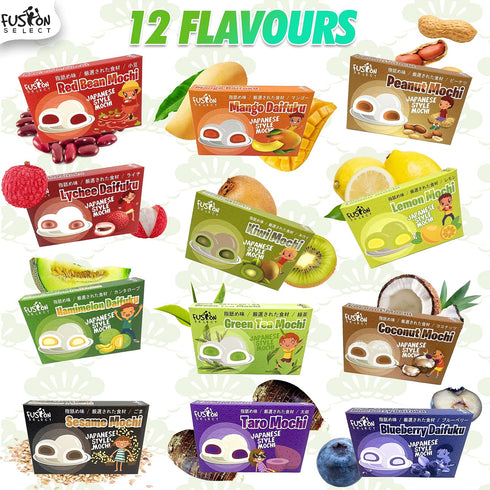 Fusion Select Mochi Daifuku Snacks, Traditional Japanese Rice Cakes with Filling, Chewy and Soft Texture (Sesame)