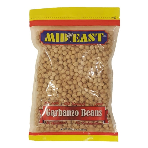 Mid East Garbanzo Beans (Chickpeas) 24 oz (680g), All natural, No preservatives, No additives,