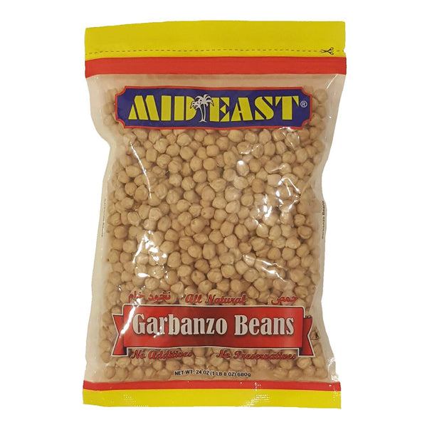 Mid East Garbanzo Beans (Chickpeas) 24 oz (680g), All natural, No preservatives, No additives,