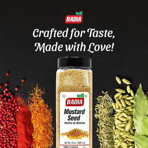 24 oz Badia Whole Mustard Seeds, Whole Spice for Pickling, Cooking, and Homemade Seasoning Blends