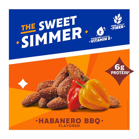 6 oz. Blue Diamond Almonds, Habanero BBQ Flavored Snack Nut, Non-GMO, Kosher, No Gluten Ingredients, Protein Based