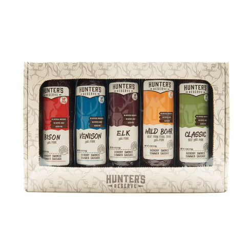 Hunters Reserve Summer 5 Pack , Taste of The Wild Sausages, Hickory Smoked, Wild Game Flavors - Variety Gift