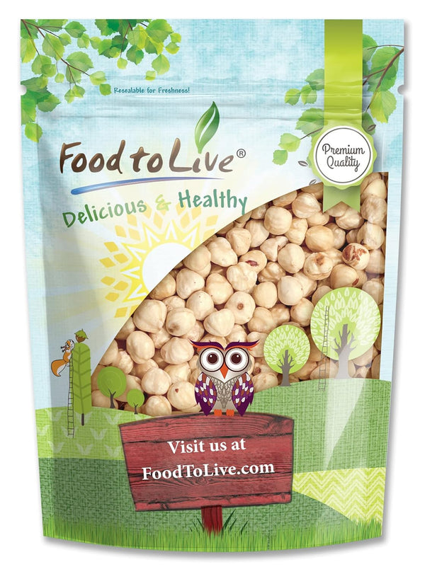 Food to Live Blanched Hazelnuts, 1.5 Pounds Raw Whole Filberts, No Skin,