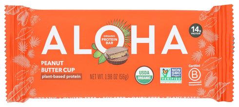 1.98-Ounce (Pack 5) ALOHA Organic Plant Based Protein Bars, Peanut Butter Cup , Bars