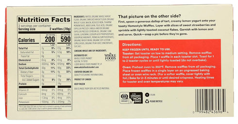 365 by Whole Foods Market 6 Pack, 7.4 oz , Organic Homestyle Waffles