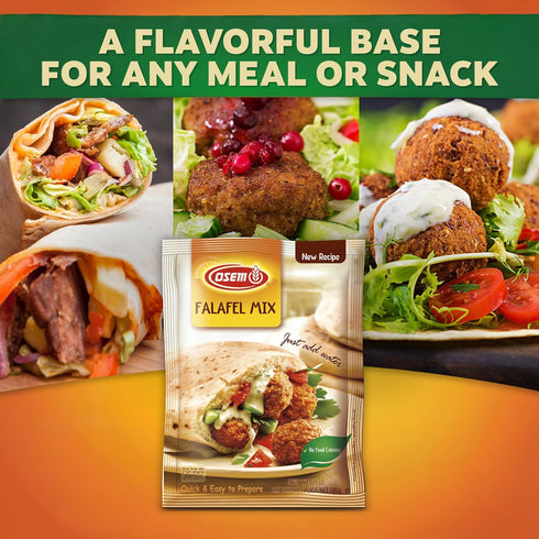 6.3 oz (Pack 3) Osem Falafel Mix - Fast & Easy Mix for Falafel Balls or Burgers, Chickpea Flour and Seasoning, Use