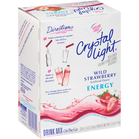 Crystal Light Energy Strawberry On-The-Go Powdered Drink Mix, 30 Count