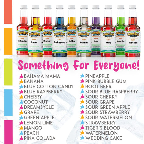 Hawaiian Shaved Ice Syrup Pint 3-Pack, Sour Cherry, Sour Grape, & Sour Blue Raspberry for Slushies, Allergy-Friendly