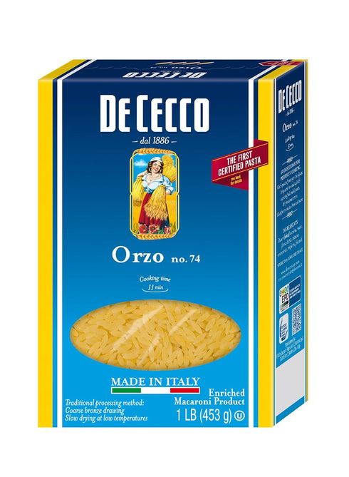De Cecco Semolina Pasta, Orzo No.74, 1 Pound