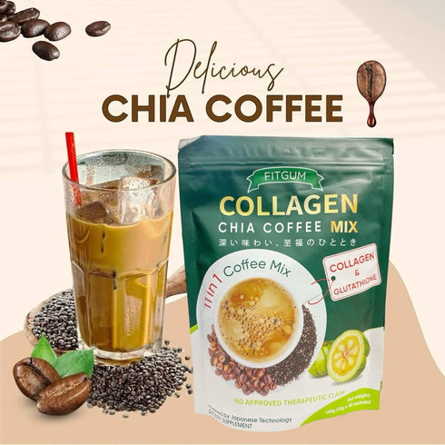 Beauty Milk 20X 11 1 (10 12g) FIT GUM Collagen Chia Coffee - in Coffee Mix Sachets x