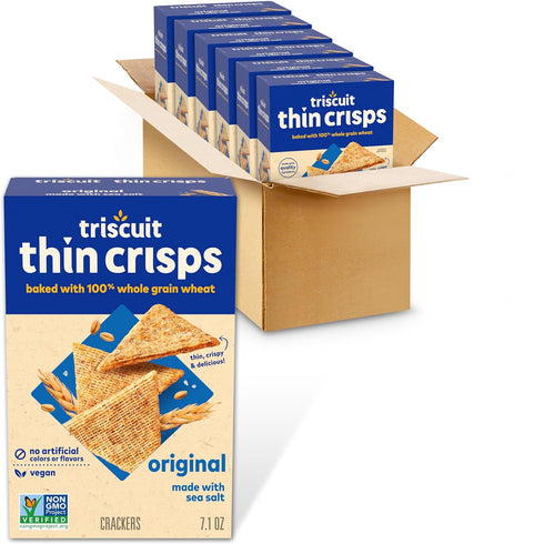 Triscuit Thin Crisps Original Whole Grain Wheat Crackers, Vegan Snacks, Bulk Snack