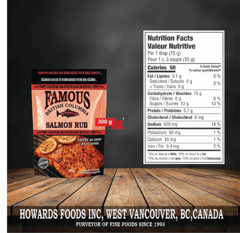 Famous 300 Pack British Columbia Salmon Rub Authentic West Coast Salmon Seasoning for BBQ, Oven, and Cedar Planking