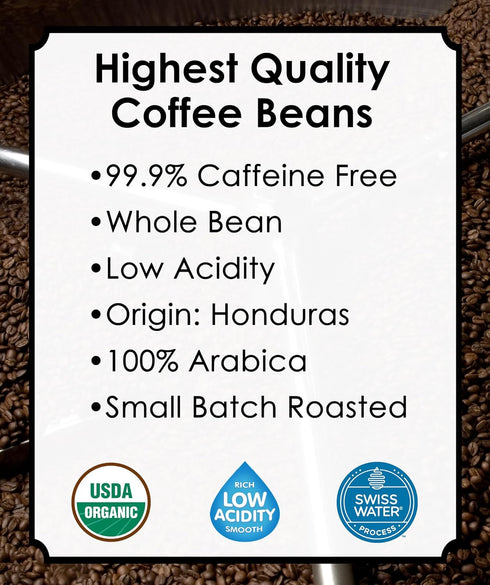 2LB 2 Subtle Earth Organic Decaf - Swiss Water Process Decaf - Medium Dark Roast - Whole Bean Coffee - Low Acidity