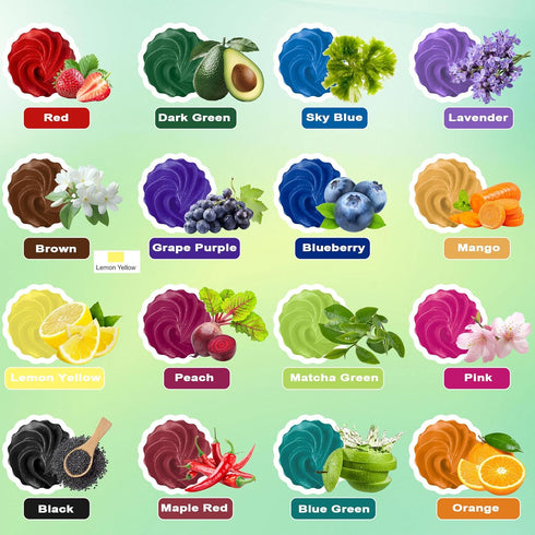 16 Slime-0.25fl oz Natural Food Coloring Gel - Colors Plant Based Dye Free Food Coloring, Liquid Natural Food Dye