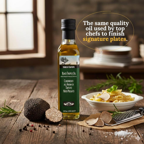 8.4 oz (250ml) Terre di Tartufo Black Truffle Olive Oil fl Italian Extra Virgin Olive Oil Flavored & Infused with Real