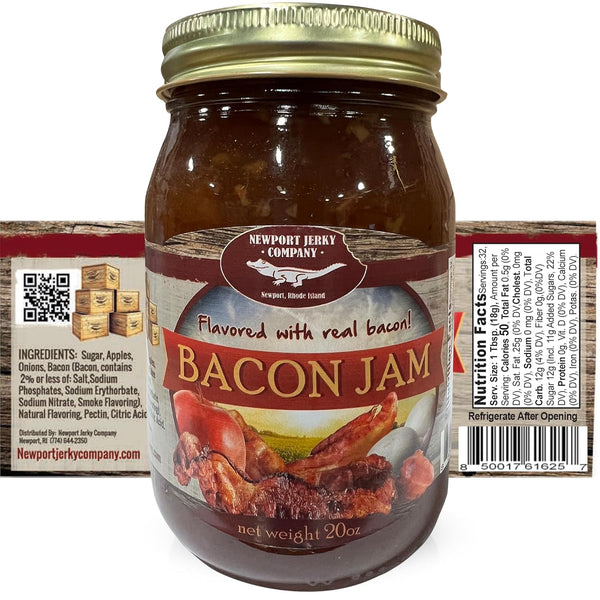 NEWPORT JERKY COMPANY Bacon Jam 16 oz Sweet & Savory Spread All-Natural, Handmade in Small