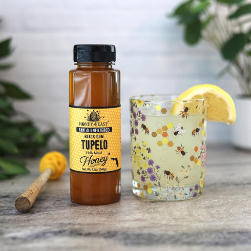 12 oz Honey Feast Tupelo Authentic Florida Sweetener from Black Gum Tupelo & Holly Blend, Pure Raw American Product