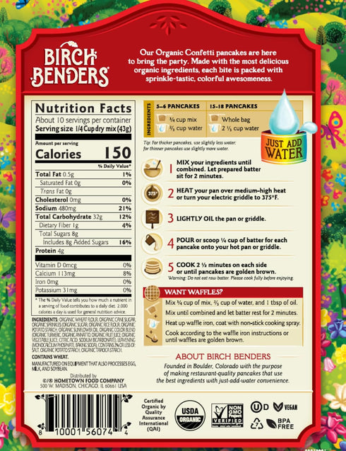 14 oz (Pack 2) Birch Benders Organic Confetti Pancake and Waffles Mix