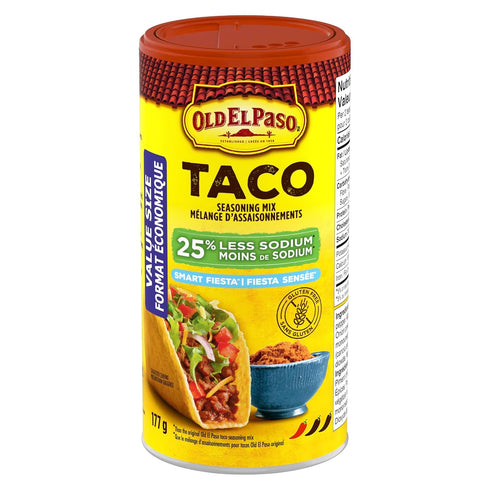 25% 177g/6.2 oz Old El Paso Less Sodium Taco Seasoning Mix, Value Size