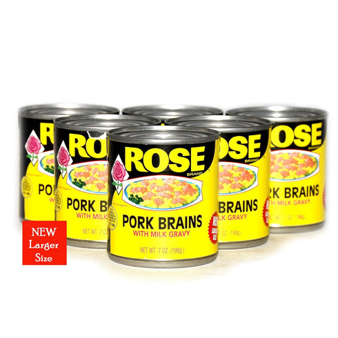 Rose 7 oz. (189g) Pack 6 Pork Brains, of Bundled with a JFS Recipe Card