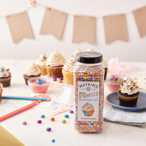 24.7oz Watkins Rainbow Decorating Sprinkles, No Artificial Dyes, Perfect for Ice Cream and More