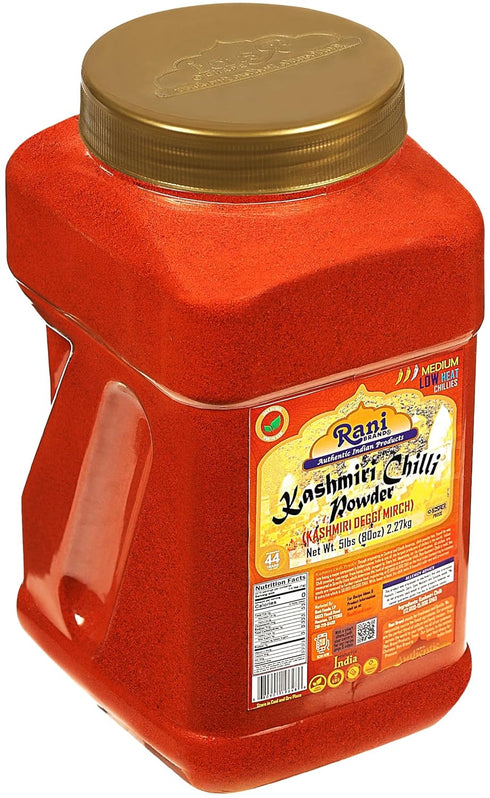 80oz (5lbs) 2.27kg Rani Kashmiri Chilli Powder (Deggi Mirch, Low Heat) Ground Indian Spice PET Jar ~ All Natural |